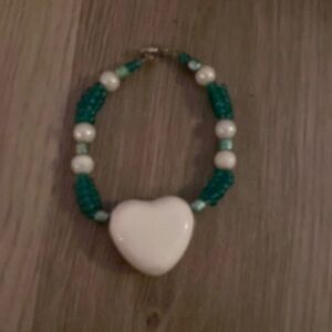 Green bracelet,heart plastic